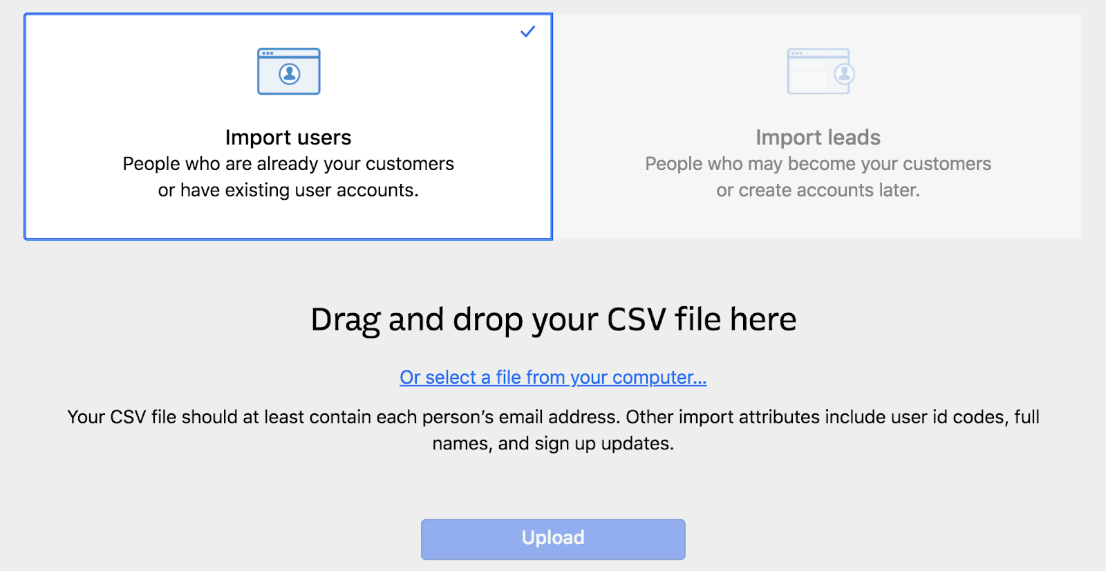 BigQuery to Intercom - Upload your CSV File